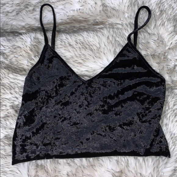 Crushed Velvet Cropped Tank Top - Picture 1 of 2